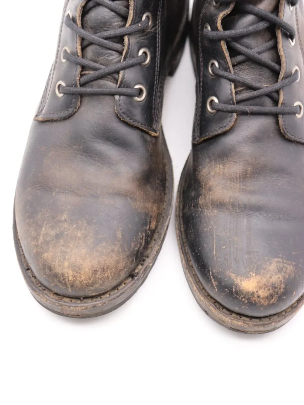 Frye Veronica Rustic Black Women’s 9.5 B Distressed Leather Combat Lace Up Boots